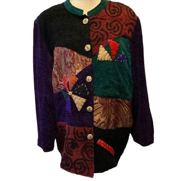 Indigo Moon Women's Patchwork Cardigan Sweater Vintage Ladies Multicolor Size 1X - Picture 3 of 9